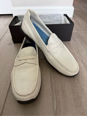Rockport Cream Leather Slip-On Penny Loafers- 12W